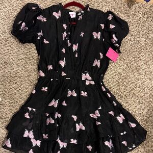 Buddy Love Black and Pink Butterfly Mini Dress